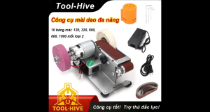Máy mài đai nhám mini đa năng DIY mài sắc dao đánh bóng kim loại gỗ nhựa cao su đầy đủ phụ kiện
