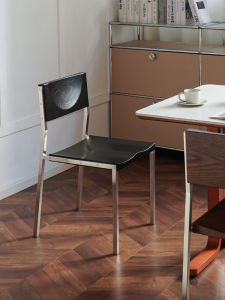 Vintage Stainless Steel Wooden Back Dining Chair Designer Chair Coffee Shop Restaurant Casual Chair Home Use Furniture