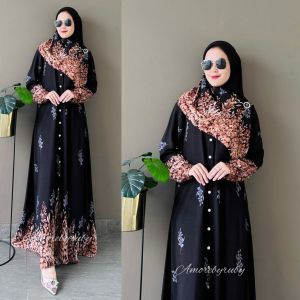 set hijab gamis remaja produk Amore by ruby edisi adm02 gamis viral kekinian motif simple dan elegan