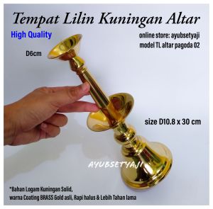 Tempat Lilin Altar Pagoda 02 Kuningan Brass antik Candle Holder Kaki Dian altar gereja dekorasi lilin besar jumbo lilin aromaterapi cawan parabola