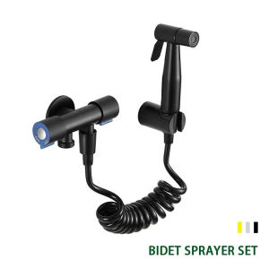 Oumu 304 Stainless Toilet Bidet Spray Gun Set Shower Set 3 in 1 Wall Mounted Bidet Spray Complete Set With Valve & Hose