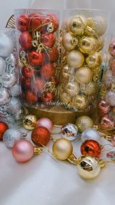 [24 PCS] AKSESORIS BOLA NATAL ISI 24 KEMASAN TABUNG MIKA GANTUNGAN POHON NATAL MERRY CHRISTMAS