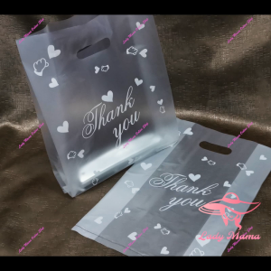 50pcs Gift Bags Thank You Flower Birthday Baking Thicker Packaging Plastic Bag