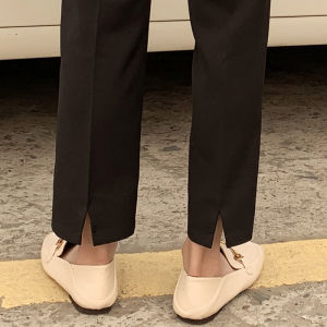High Waist Black Suit Pants plus Size Womens Straight Leg Loose Slimming Nine-Tenths Casual Korean Style Commute Pants