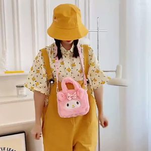 Sanrio Kuromi Cinnamon Lotso Cartoon cute plush handbag shoulder bag crossbody bag girl fashion and large capacity