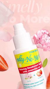 Smelly No More Relaxing Deodorant Spray with Peony & Strawberry Essential Oils 75ml - Mineral Salt Body Care Deodorant for Sensitive Skin
