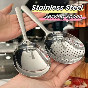 Vacaka Large Stainless Steel Serving Spoon And Slotted Spoon Tableware Big Size Thick Kitchenware