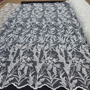 PROMO TERMURAH !!! Kain Bahan Tulle Payet Spenggel | Motif Akar | Bordir Tebal