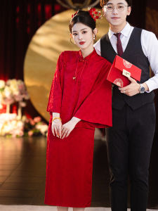 ชุดกี่เพ้าสีแดง ชุดแต่งงาน ชุดราตรี ชุดกี่เพ้าผู้หญิง ชุดกี่เพ้าแบบสวมหัว ชุดกี่เพ้าคอตั้ง ชุดกี่เพ้าแขนยาว ชุดกี่เพ้าทรงเข้ารูป