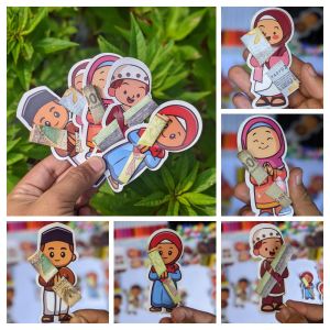 Amplop Lebaran Grosir 10 pack isi 120 pcs Model Peluk Karakter Anak Muslim Muslimah Rangkul Jepit uang angpau diselipkan di tangan AMPLOP PELUK