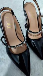 9636 High Heels Glossy Diamond Fashion Woman 10 CM (With Box)