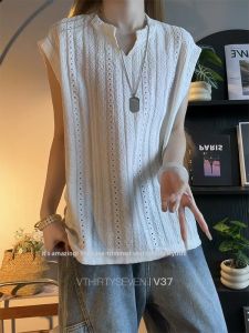 NANSSE | Breathable Ventilated Mesh V-Neck Thin Texture Loose Sleeveless T-shirt Vest