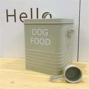 Moisture Proof Pet Food Storage Bucket for Cats And Dogs Freeze Dried Food Container Iron Box with Spoon Included Universal Use