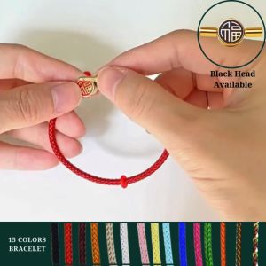 【PETALS_STYLED】 Steel Wire Stainless Steel Charm Colorful Blessing Bracelet 3MM Red Black Buckle Couple Mother Daughter Gifts