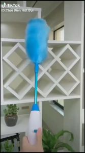 Chổi quét trần lau phủi bụi bằng điện Huricane Spin Duster cán dài Cầm Tay 360 Không Dây