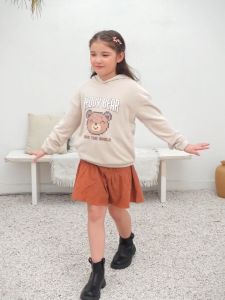 Áo nỉ cho bé gái BIGFOX MISS MEOW size đại mùa thu đông có mũ giữ ấm in Gấu kiểu Hàn cỡ trẻ em 7-15 tuổi 30kg 45kg 1975