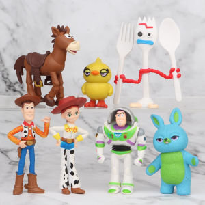 Disney | 7Pcs/Set Toy Story 5 Action Figures Toy Woody Jessie Buzz Lightyear Forky Pig Bear Figura Model Doll Figurine Boy Birthday Gift