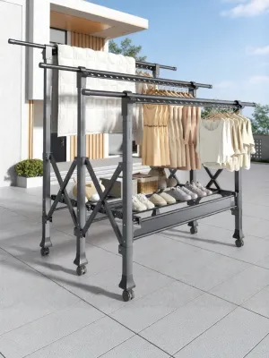 YIXUAN | Indoor & Outdoor Foldable Adjustable Clothes Rack