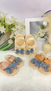 Fashion Bow tie style Toddler Soft sole rubber slipper V23