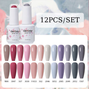 Clou Beaute 12pcs Gel Nail Polish Manicure Set Color 15ml White Glass Bottle Nail Art Kit Vernis Semi Permanent Nail Art Varnish