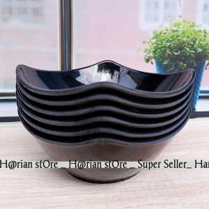 6 PCS MANGKUK MELAMIN HITAM MODEL PERSEGI KOTAK 6INCH MELAMIN UNICA TEBAL DAN TERLARIS
