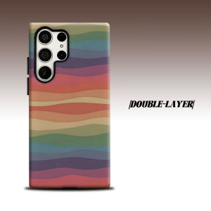 Retro Multicolor Wavy Stripe For Samsung Galaxy S26 S25 S24 A56 A36 Dual Layer Luxury Fashion Full Lens Protective Case