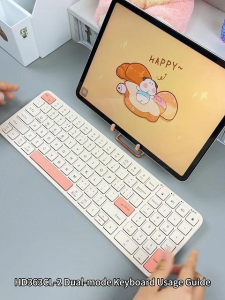 BOW HD363CL-2 โหมดคู่ แป้นพิมพ์ ประเภท C ชาร์จไฟได้ สีเขียว สีชมพู น่ารัก 2.4G ไร้สาย BT แบบพกพา แป้นพิมพ์ เออร์โกโนมิกส์ สำหรับ เดสก์ท็อป แล็ปท็อป แท็บเล็ต
