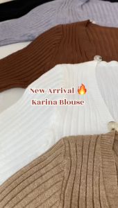 IOS SHOP KARINA BLOUSE LENGAN PANJANG RIB KNIT KASUAL WANITA KOREAN