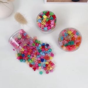 50pcs Childrens Candy Color Cartoon Hair Clip Girls Cute Colorful Flower Small Hair Claws Fashion Hair Accessories