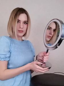 8inch 10X Magnifying LED Makeup Mirror with 3 Color Light Touch Switch Double Side USB Charging Desktop Vanity Cosmetic Mirror