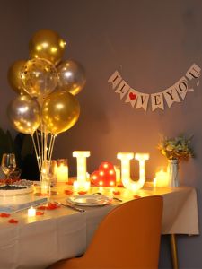 Valentines Day Confession Proposal Candlelight Dinner Indoor Birthday Decoration Scene Layout Anniversary Romantic Balloon Package