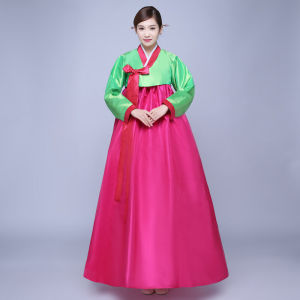 เกาหลี ชนเผ่า กลุ่มเวทีโบราณ เสื้อผ้าผู้หญิง การถ่ายภาพชุดฮันบกเต้นรํา ชนเผ่า ชุดเดรสกระโปรงยาว