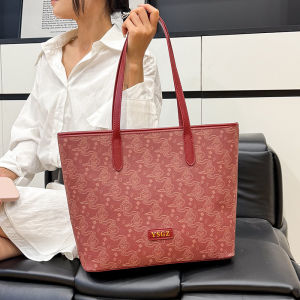 Red Large Capacity Wedding Tote Bag Womens Shoulder Handbag Daily Use Bridal Bag Soft Leather Commuter Style Summer 2025