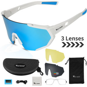 West Biking | WEST BIKING Polarized Cycling Glasses Lightweight UV400 Windproof Sports Goggles with 3 Replaceable Lenses for Fishing Driving
