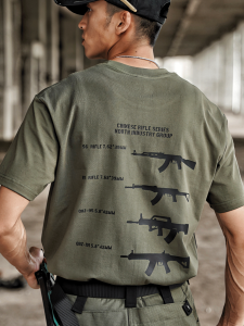 Gunchill Military Style Cotton T-Shirt Loose Fit round Neck Short Sleeve Mens Summer Casual Print No Ironing Required