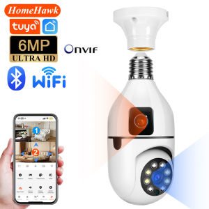Camera Thông Minh WiFi Tuya 6MP E27 Hai Ống Kính Tích Hợp AI Theo Dõi Chuyển Động Người Báo Động Bằng Giọng Nói Đàm Thoại Hai Chiều Giám Sát Trong Nhà/ngoài Trời Tích Hợp Màn Hình Kép