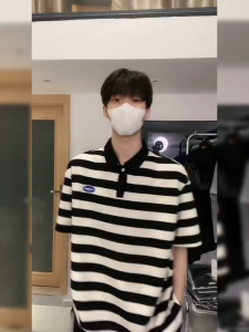 คู่รักต้องมี! เสื้อโปโลคอปก สไตล์เกาหลี ลำลอง หลวมพอดี แขนสั้น