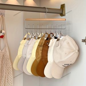 Multifunctional Hat Storage Artifact Wooden Hanger with Hooks Underwear Vest Storage Hanger Underwear Rack Balcony Clothes Rack