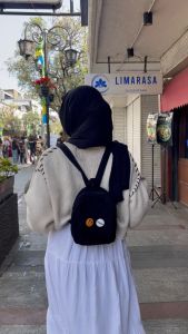 Tas Ransel mini corduroy wanita/ransel mini ootd Videl terbaru Pushop corduroy mini limited edition