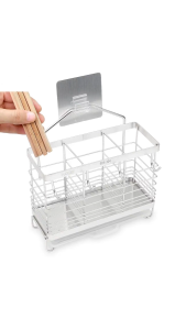 Kệ đựng đũa muỗng 3 ngăn có móc treo dán tường Hobby Home Decor DM04
