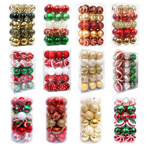 [Midnight store] 6cm 30 Christmas decorative supplies electroplated plastic painted ball Christmas ball set round ball pendant