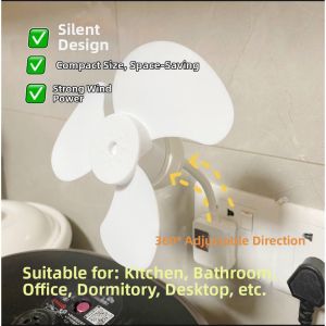 Kitchen Wall-Mounted 3-Socket Omni-Directional Fan
