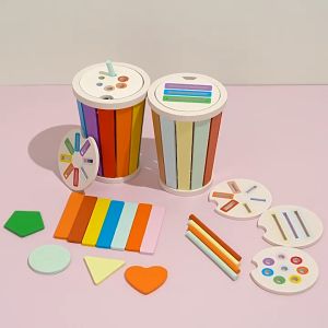 Montessori Color Separation Bin Children Teaching Aids Early Learning Rainbow Color Shape Cognition儿童早教玩具