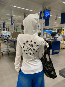 Áo Thun Dài Tay in Chữ Gothic Phong Cách Mỹ Cổ Điển Áo Khoác Chống Nắng Mỏng Áo Thun Nữ Áo Thun Cotton Áo Thun Thường Ngày