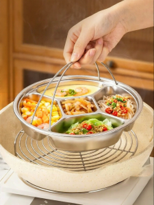 MODERN SWEETHOME | 3-Compartments Stainless Steel Steaming Plate