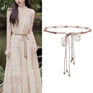 LouisWill Fashion Belt Womens Bohemian Knitted Waist Chain Accessory with Beads Elegant Waist Rope Versatile Belt Bohemian Style Belt Suits For Skirt Pants Tops Decoration