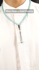 Kalung Tasbih Kecil Pria Wanita Keren Batu Kristal Pirus Persia Asli 99 Butir