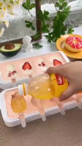 Khay làm kem khuôn làm kem silicone khuôn kem que bộ đồ dụng cụ làm kem cho bé có nắp kèm que tại nhà hình thú dễ thương