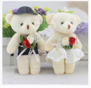 TeddyAce Wedding Bride and Groom Cute Mini Teddy Bear Decoration Stuffed Plush Soft Toy 结婚情侣婚纱熊卡通花束包装材料迷你可爱小熊公仔毛绒玩具