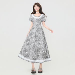 KEIKO | Artistic Print Summer Elegant Dress Lace